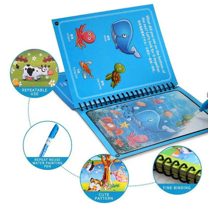 Magic Water Book Painting Drawing Coloring Board Book Doodle & Magic Water Pen(random Book )