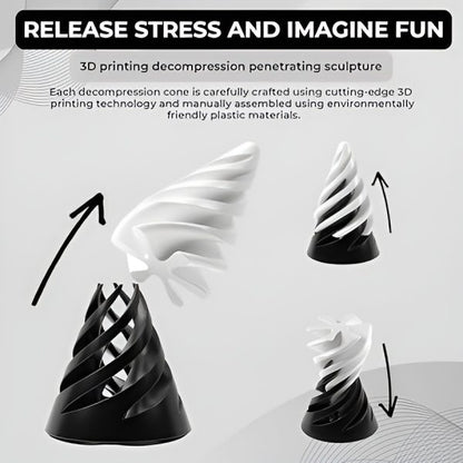 3d Rotating Spiral Cone Fingertip Printed Toys | Fidget Toy For Relief Of Stress And Anxiety (black & White)